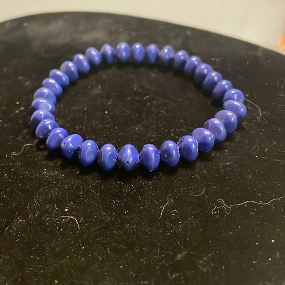 8” purple dark blue stackable stretch bracelet with 36 beads - Picture 5 of 8